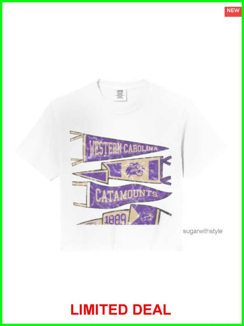 Officially Licensed WCU Catamounts Distressed Pennants Crop Top Boxy Fit